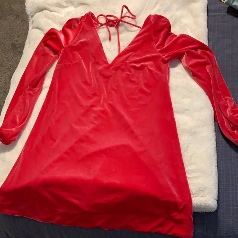 FREE PEOPLE VELVET DRESS HOT PINK SZ XS NWT